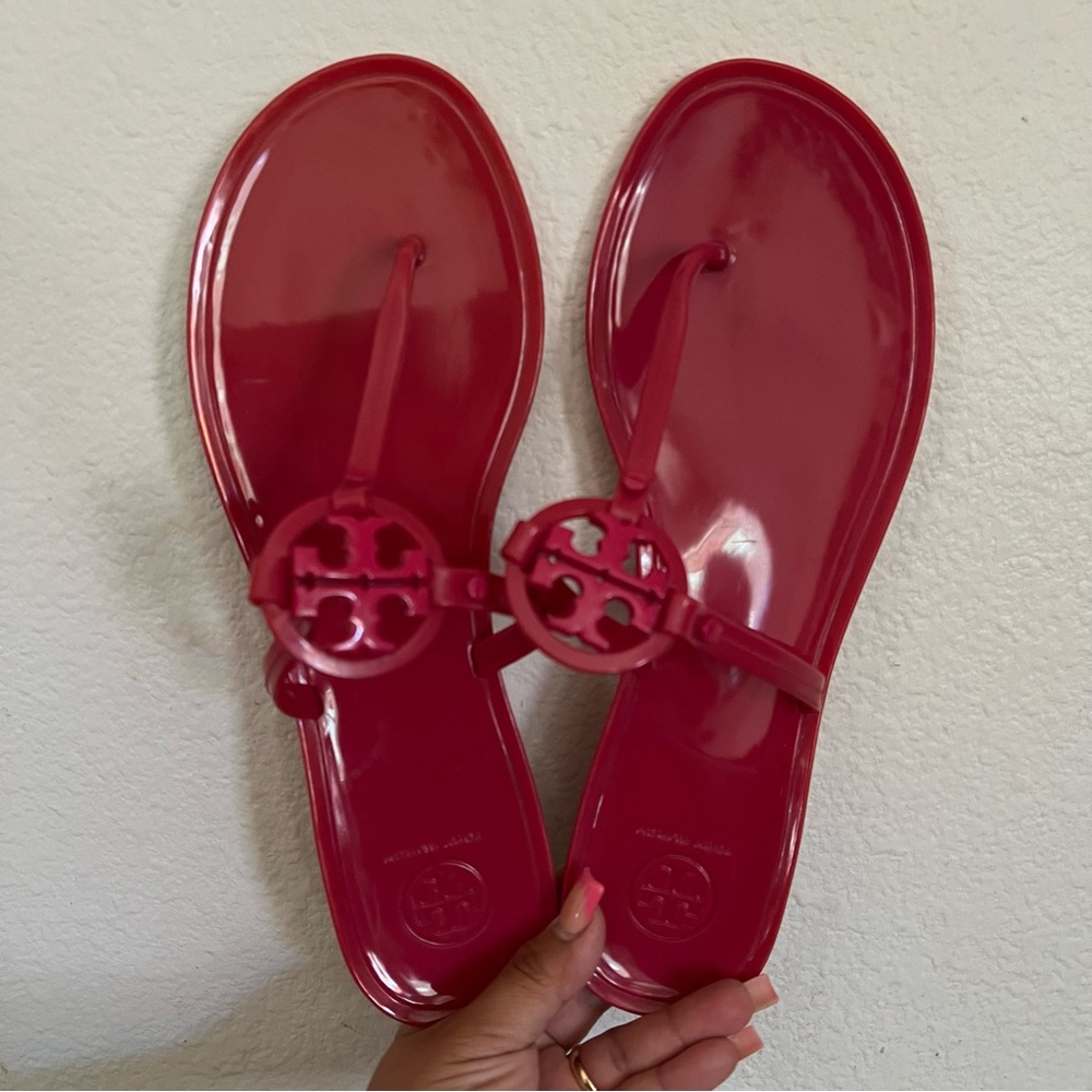 TORY BURCH MINI MILLER JELLY THONG PINK SANDAL SIZE 10 - Picture 11 of 12